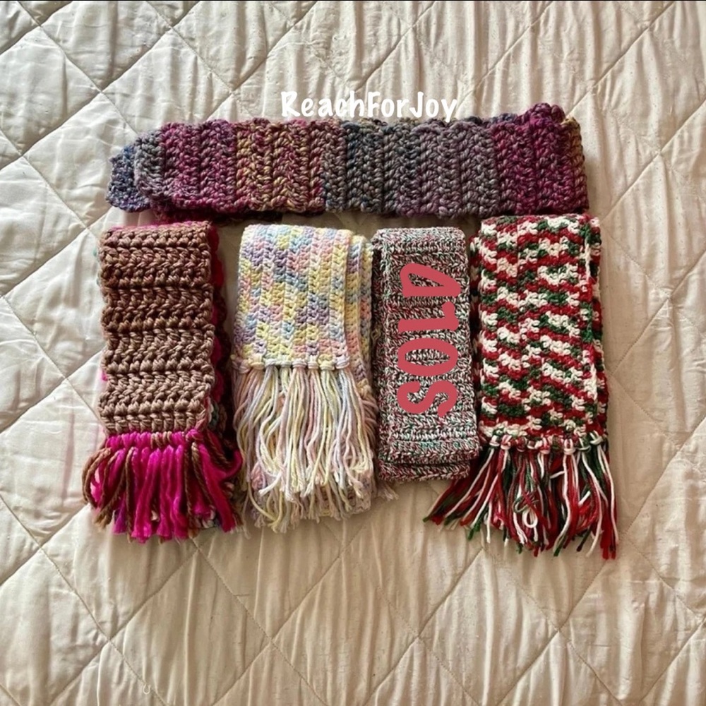 Crochet Scarves Handmade Lot of 4